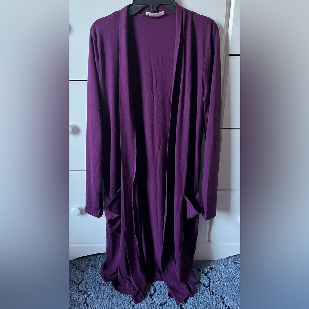 Women’s long purple cardigan